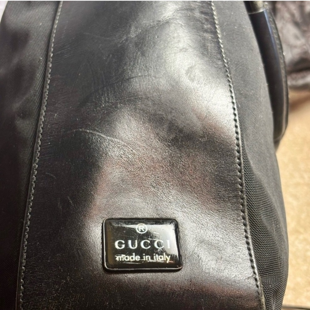 Authentic Gucci Black Nylon/Leather Shoulder Bag-Casual-with dust bag. - Picture 6 of 7